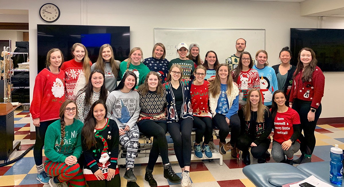 Physical Therapy students at holiday party.