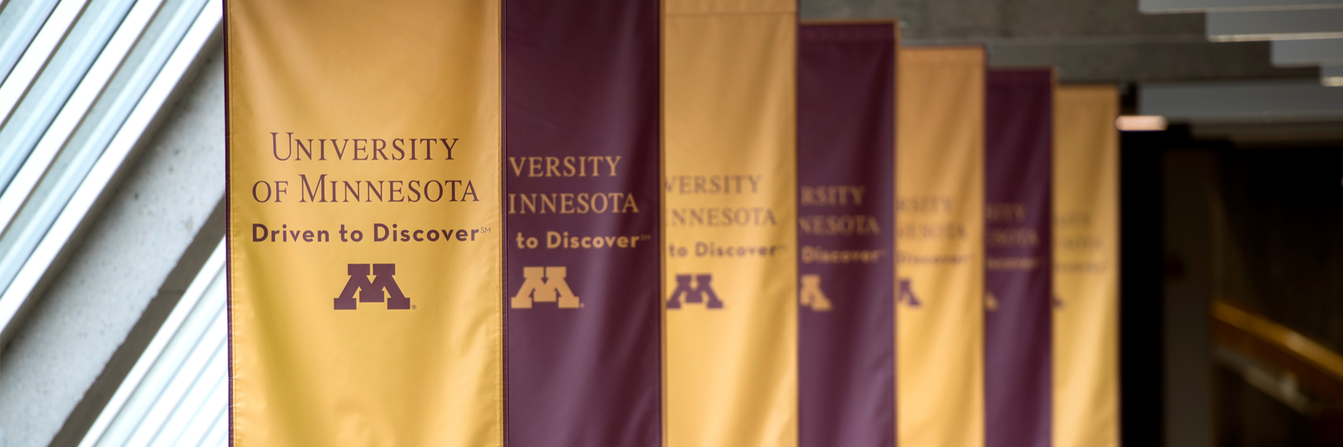 Image of UMN banners hanging in buidling
