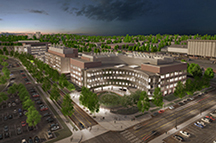 Architectural rendering of the Biomedical Discovery District medical complex at the University of Minnesota