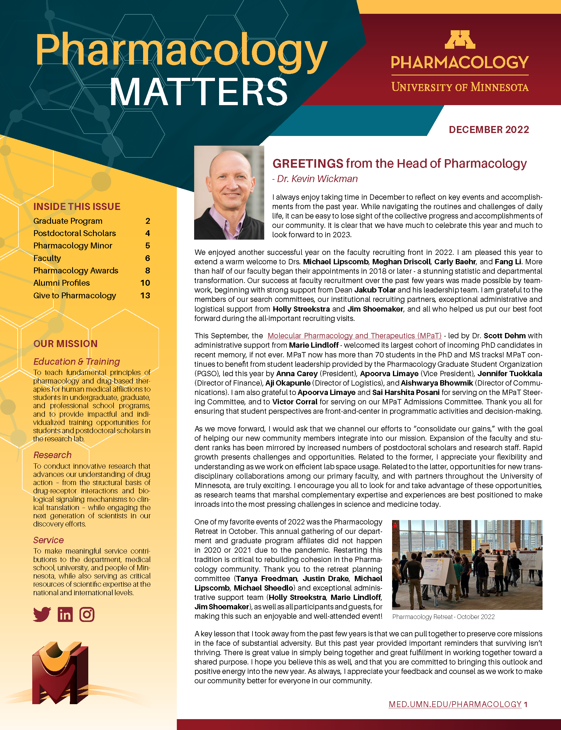 First page of Pharmacology Newsletter