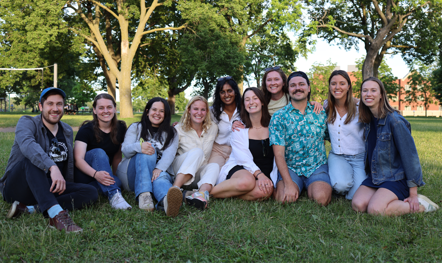 Group photo of Med Peds Residents L-R:  Seth Kimball, Stephanie Madzey, Rebecca DiSomma, Rachel Marks, Amritha Gourisankar, Abby Rice, Nicole Philipps, Rosie Pitera, William Sieling, Cambria Heuston.