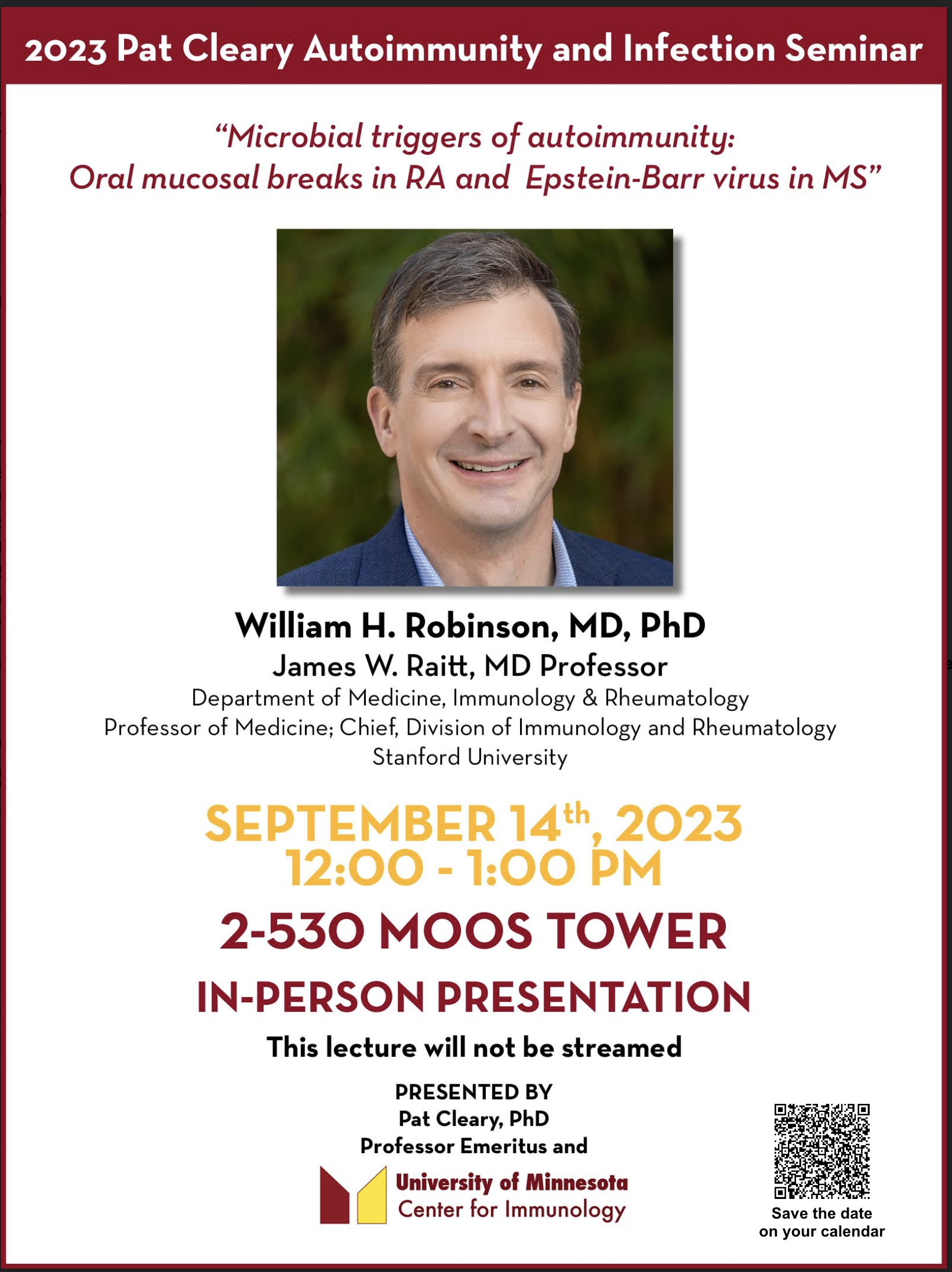 Immunology- 2023 Pat Cleary Autoimmunity and Infection Seminar