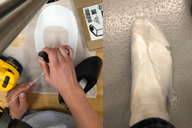 Images of Shower Sockᵀᴹ prototype advanced through expertise from UMN clinicians