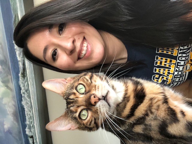 Sarah with her cat