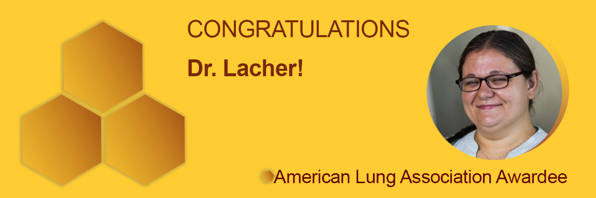 gold banner with head shot of Dr. Lacher