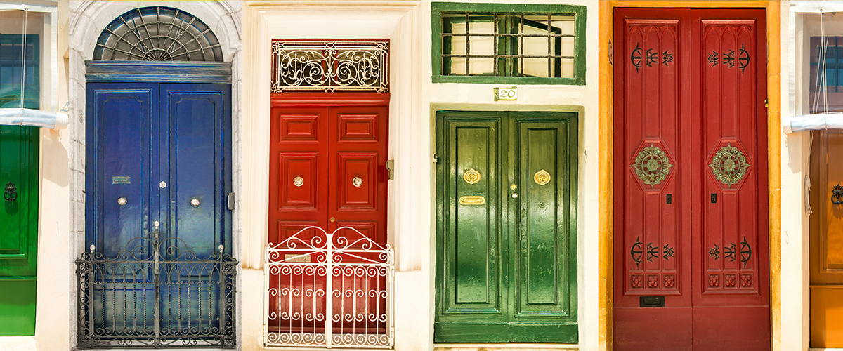 Many colorful doors