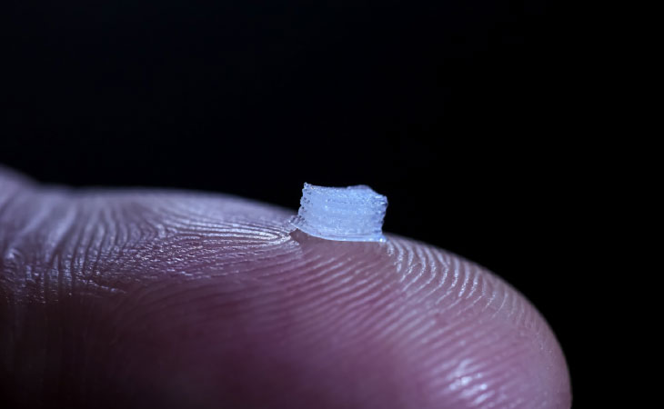 Closeup of 3D printing on a fingertip