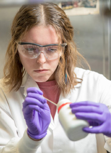 Woman researcher conducting research