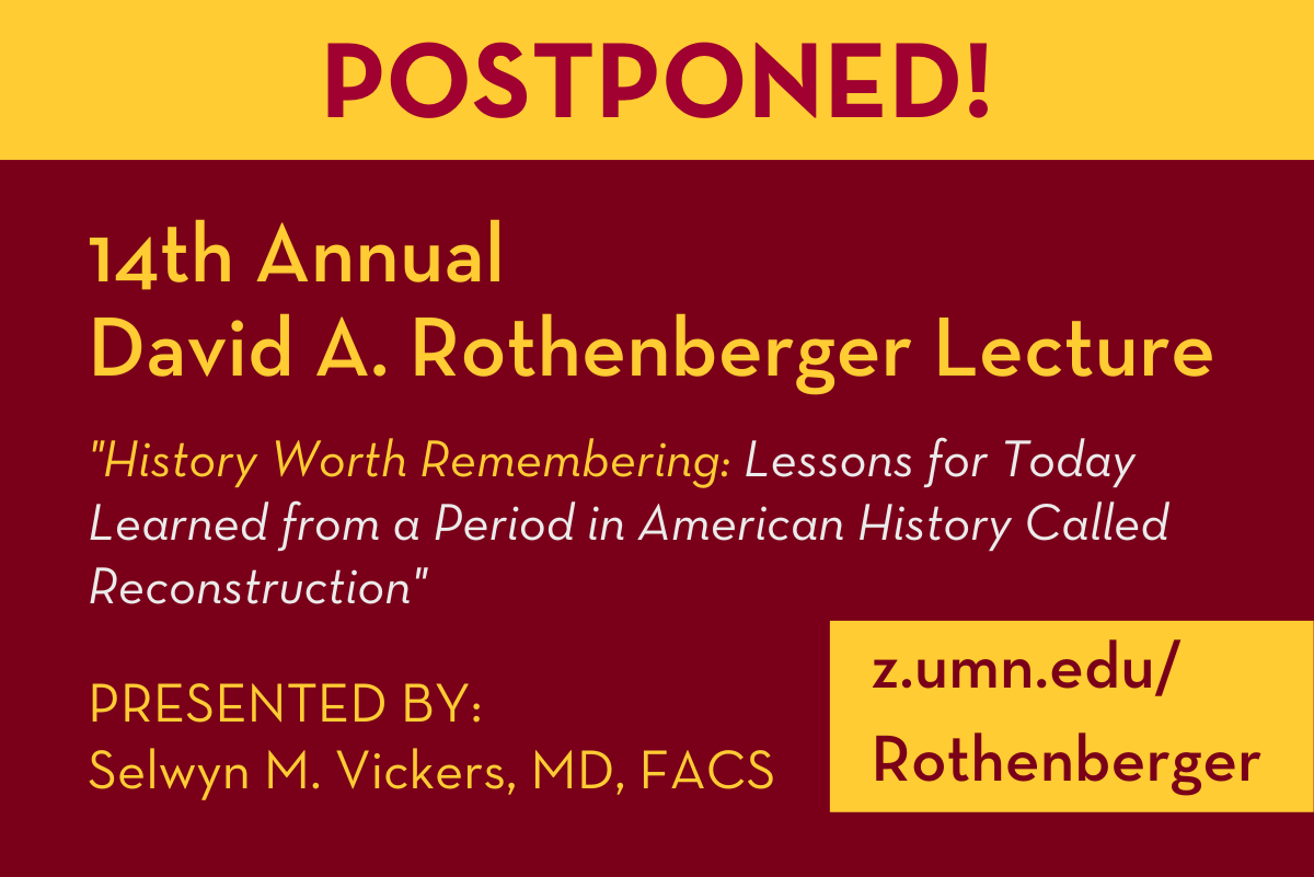 Postponement of Thursday's 14th Annual Rothenberger Lecture