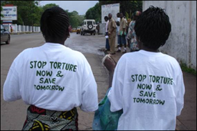 Women in Stop Torture Now shirts