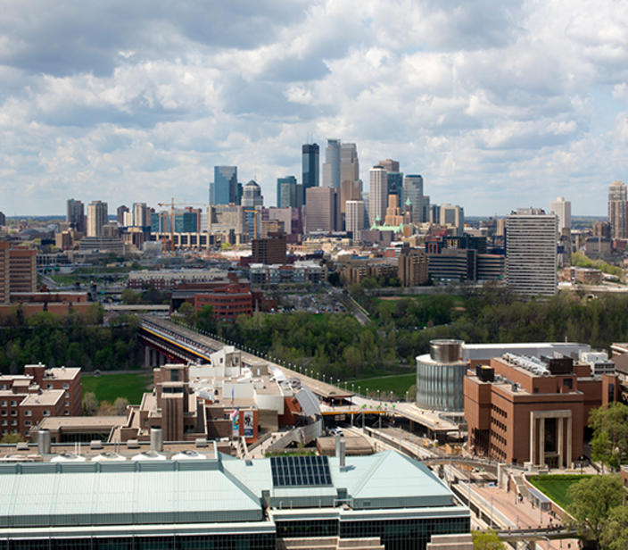view of twin cities from university campus