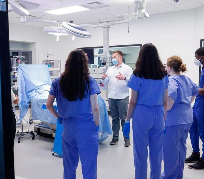 Group of nursing students in simulation suite