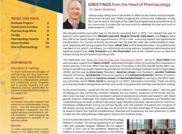 Front page of UMN Pharmacology Newsletter
