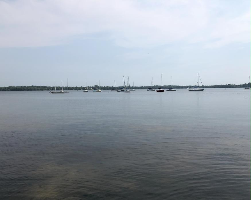 Image of lake with sailboats