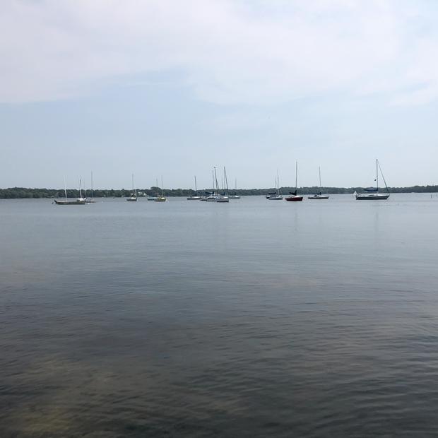 Image of lake with sailboats