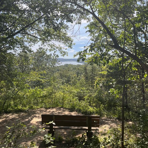 Scenic overview with bench