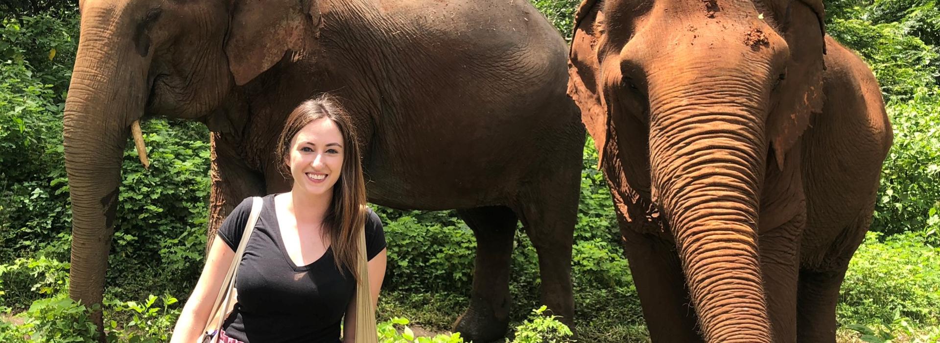Courtney Eskridge with elephants