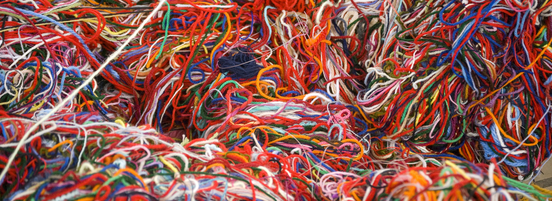 A lot of interconnected bunched up yarn.