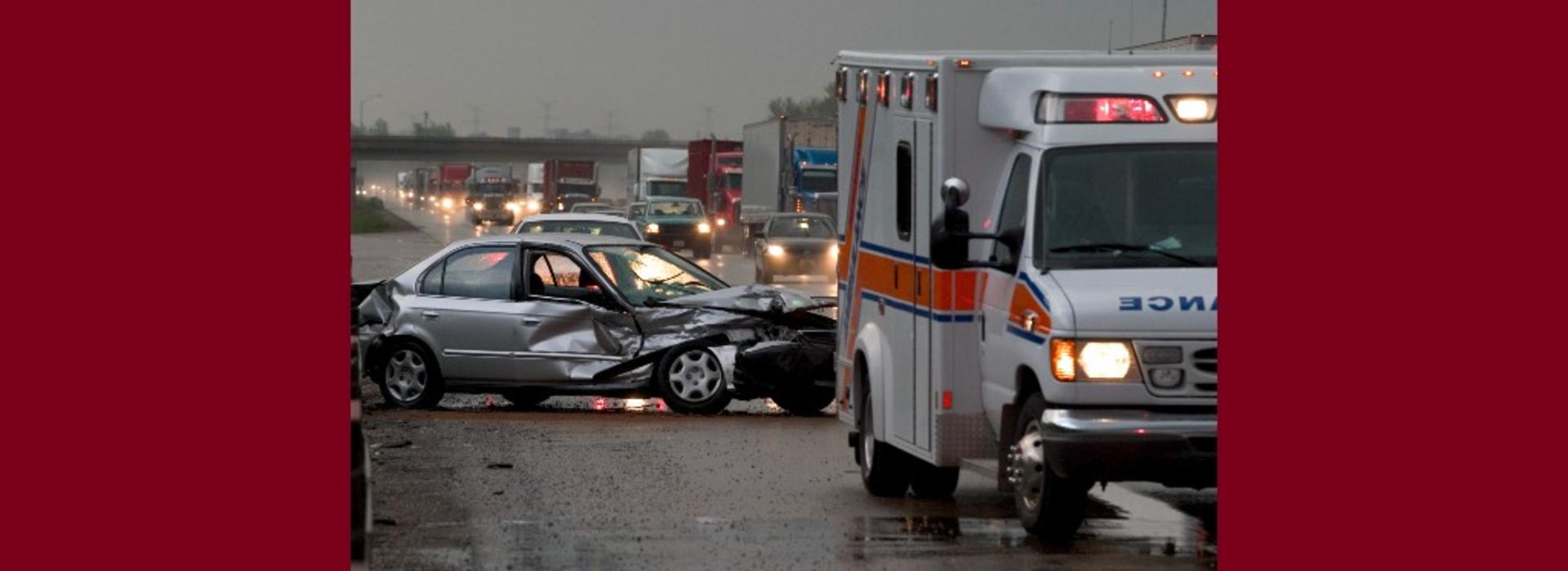 Ambulance at the scene of a car crash