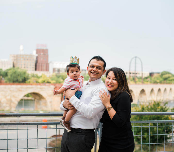 PMR resident Dr. Akhil Shori with his wife and child.