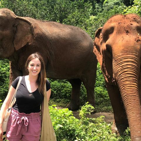 Courtney Eskridge with elephants