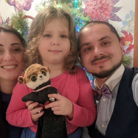 Dr. Nataliia Kuchma with daughter Solomiia and husband Vladmir
