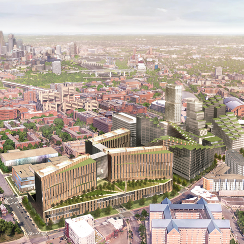 Rendering of a future, world-class University medical center on the Twin Cities campus.