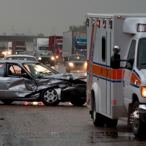 Ambulance at the scene of a car crash