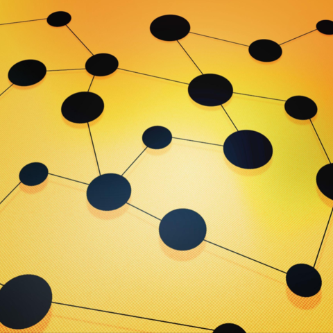 Network over yellow background
