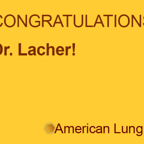 gold banner with head shot of Dr. Lacher