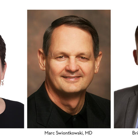 From left to right: Julie Switzer, MD, Marc Swiontkowski, MD, and Brian Cunningham, MD