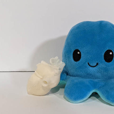 Toy octopus with 3D heart