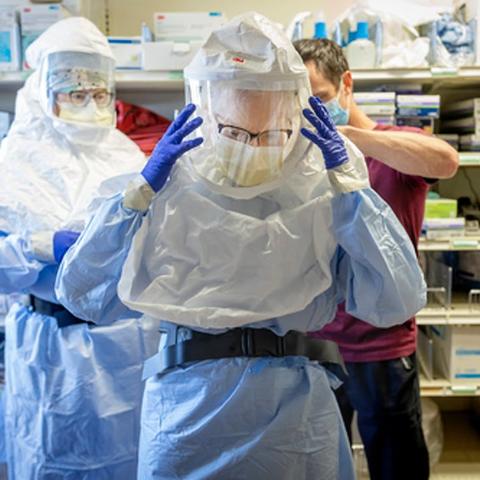 Doctors in protective gear