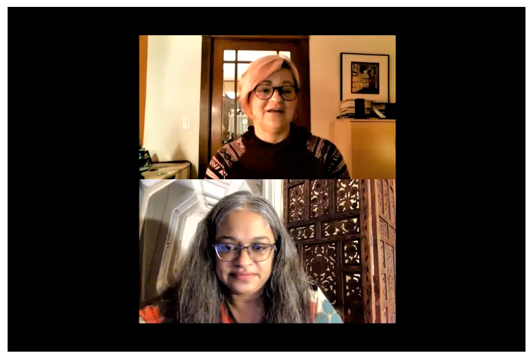 Dr. Suma Jacob and Joan Ducayet during autism webinar