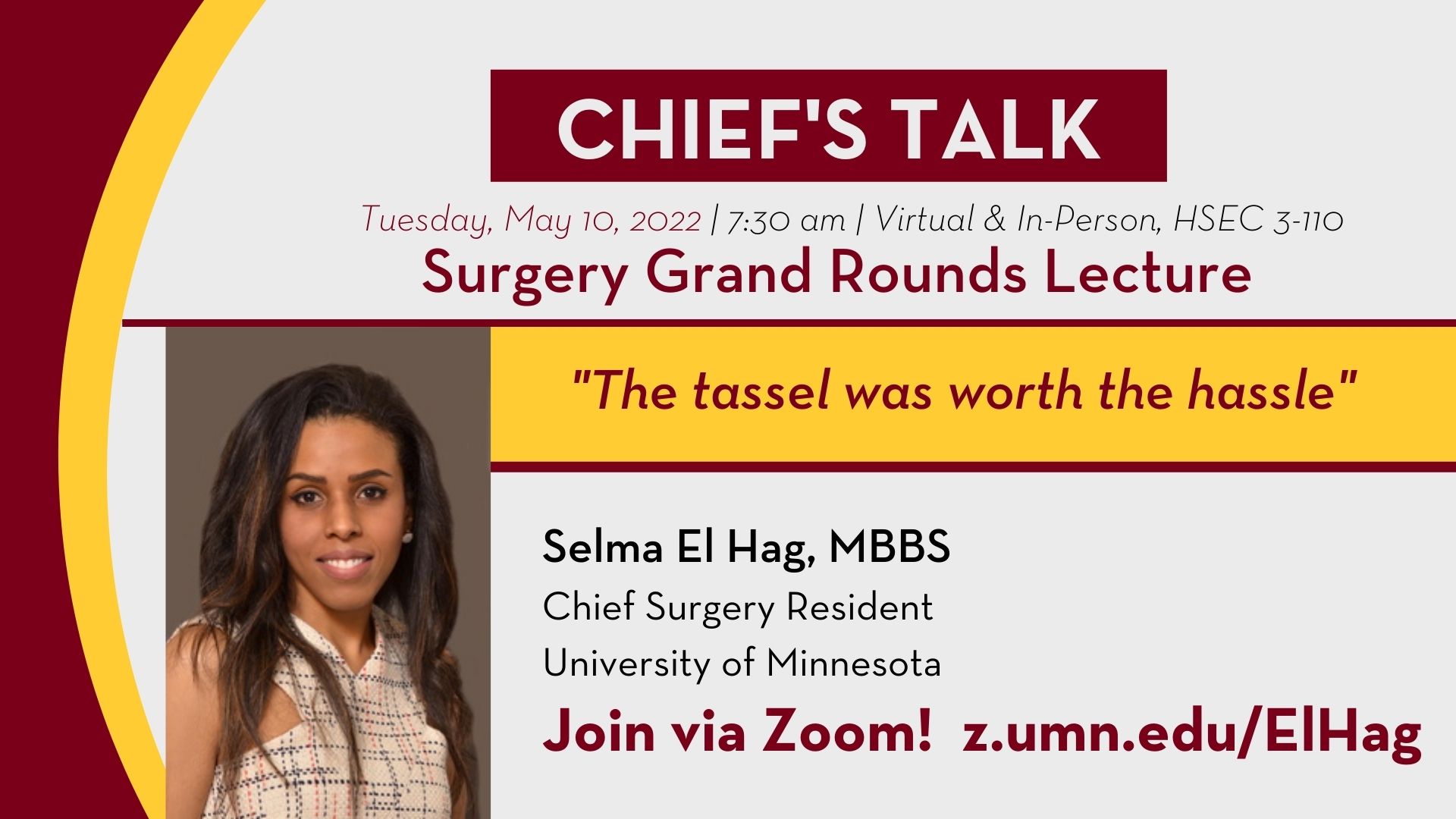 Surgery Grand Rounds - Chief's Talk w/ Dr. Selma El Hag