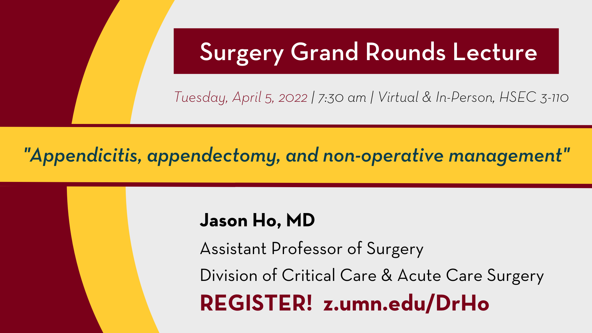 Surgery Grand Rounds w/ Dr. Jason Ho