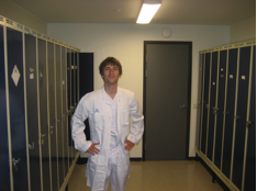 Picture of me in white scrubs, the typical hospital attire.